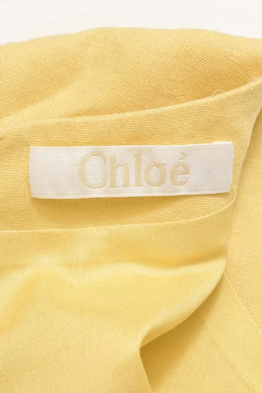 Yellow cropped sleeve scalloped swing-style shift dress
