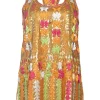 Yellow embellished polyester-blend pullover sleeveless top featuring sequin and geometric broderie appliqué