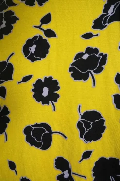 Yellow floral-print tie waist wrap-effect maxi dress