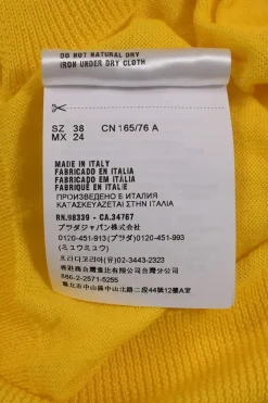 Yellow interlock jersey button-front cardigan