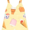 Yellow polyester novelty ice-cream print low-back swing-style camisole with fixed straps