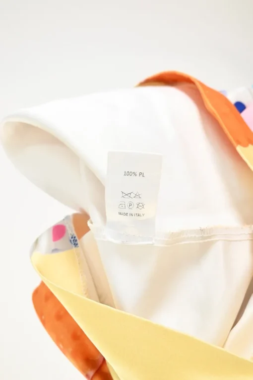 Yellow polyester novelty ice-cream print low-back swing-style camisole with fixed straps