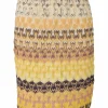Yellow rayon striped pointelle knit slip skirt