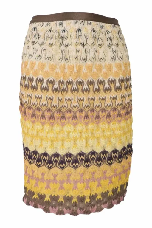 Yellow rayon striped pointelle knit slip skirt