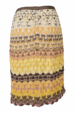 Yellow rayon striped pointelle knit slip skirt