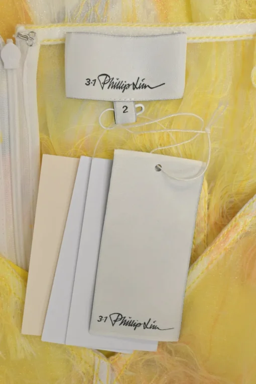 Yellow semi-sheer polyester bustier slip dress with slit back
