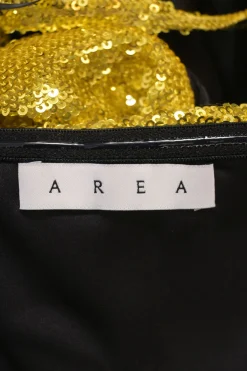 Yellow sequined polyester sweetheart bustier top