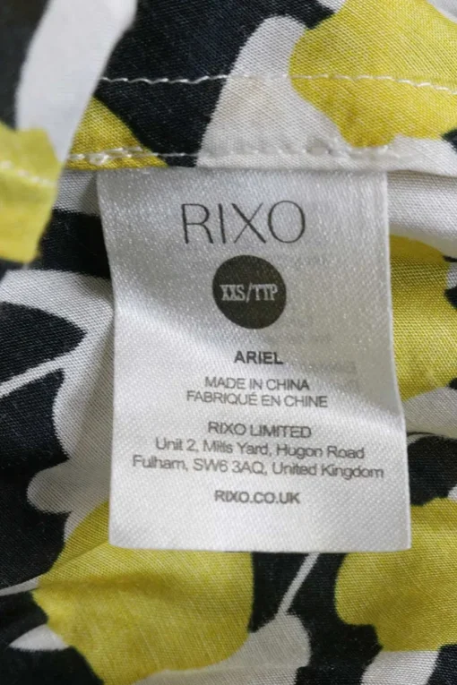 Yellow silk-cotton blend V-neck micro tulip print Ariel puff sleeve ruched midi A-line slit dress