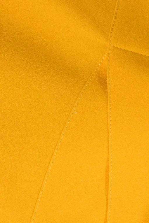 Yellow viscose dagger collar half-button belted shirt dress