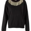 YSL cotton sweatshirt in black with chain fringe around neck