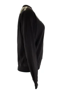 YSL cotton sweatshirt in black with chain fringe around neck